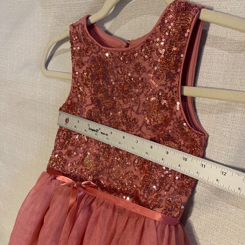 Sparkling Pink Layered Kids Dress - Picture 3 of 7